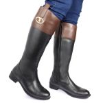 Bota Feminina em Couro Hipismo Montaria Cano Longo Preto
