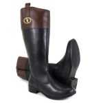 Bota Feminina em Couro Hipismo Montaria Cano Longo Preto