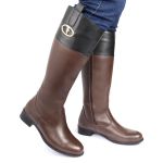 Bota Feminina em Couro Hipismo Montaria Cano Longo Marrom