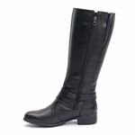 Bota Feminina Em Couro Montaria Cano Longo Detalhe Fivela Preta