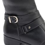Bota Feminina Em Couro Montaria Cano Longo Detalhe Fivela Preta