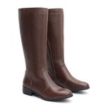 Bota Feminina Em Couro Montaria Cano Alto Lisa Marrom