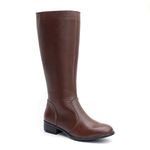Bota Feminina Em Couro Montaria Cano Alto Lisa Marrom
