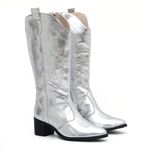 Bota Feminina Texana Western Cano Longo Prata