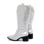 Bota Feminina Texana Western Cano Longo Prata