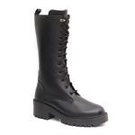 Bota Coturno Feminino Cano Longo em Couro Legítimo Sola Tratorada