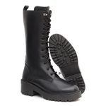 Bota Coturno Feminino Cano Longo em Couro Legítimo Sola Tratorada