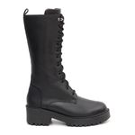 Bota Coturno Feminino Cano Longo em Couro Legítimo Sola Tratorada