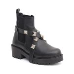 Bota Chelsea em Couro Cano Curto Salto com Piramides