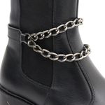 Bota Chelsea em Couro Salto e Cano Médio com Correntes 