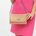 Bolsa Feminina Clutch Stela Metalizada Dourada