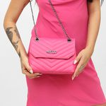 Bolsa Jade Com Alça de Corrente e Repartições Rosa