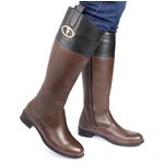 Bota Feminina em Couro Hipismo Montaria Cano Longo Marrom