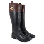 Bota Feminina em Couro Hipismo Montaria Cano Longo Preto