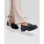 Mocassim Feminino em Couro Preto Com Fivela 6