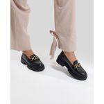 Mocassim Feminino em Couro Preto Com Fivela 3