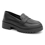 Mocassim Feminino em Couro Clássico Preto