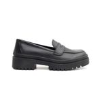 Mocassim Feminino em Couro Clássico Preto
