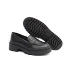 Mocassim Feminino em Couro Clássico Preto