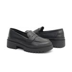 Mocassim Feminino em Couro Clássico Preto
