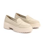Mocassim Feminino em Couro Clássico Off White