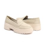 Mocassim Feminino em Couro Clássico Off White
