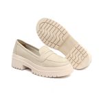 Mocassim Feminino em Couro Clássico Off White