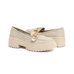 Mocassim Feminino em Couro Off White Com Fivela 3