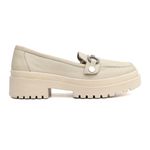 Mocassim Feminino em Couro Off White Com Fivela 4