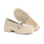 Mocassim Feminino em Couro Off White Com Fivela 5