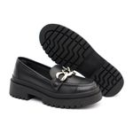 Mocassim Feminino em Couro Preto Com Fivela 2