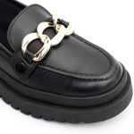 Mocassim Feminino em Couro Preto Com Fivela 2