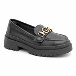 Mocassim Feminino em Couro Preto Com Fivela 3