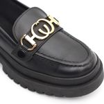 Mocassim Feminino em Couro Preto Com Fivela 3