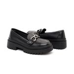 Mocassim Feminino em Couro Preto Com Fivela 5