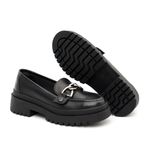 Mocassim Feminino em Couro Preto Com Fivela 5