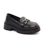 Mocassim Feminino em Couro Preto Com Fivela 5