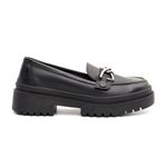 Mocassim Feminino em Couro Preto Com Fivela 5