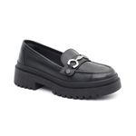 Mocassim Feminino em Couro Preto Com Fivela 4