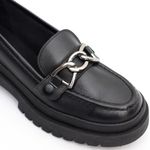 Mocassim Feminino em Couro Preto Com Fivela 5