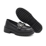 Mocassim Feminino em Couro Preto Com Fivela 6
