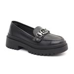 Mocassim Feminino em Couro Preto Com Fivela 6