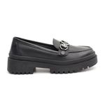 Mocassim Feminino em Couro Preto Com Fivela 6