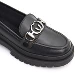 Mocassim Feminino em Couro Preto Com Fivela 6