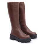 Bota Feminina Em Couro Montaria Cano Sola Tratorada Nutella