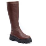 Bota Feminina Em Couro Montaria Cano Sola Tratorada Nutella