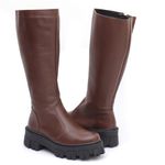 Bota Feminina Em Couro Montaria Cano Sola Tratorada Nutella
