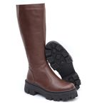 Bota Feminina Em Couro Montaria Cano Sola Tratorada Nutella