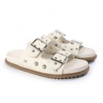 Papete Feminina Fivelas Camila Sola Baixa Off White