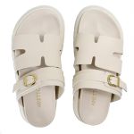 Papete Feminina Elisa Fivela Detalhe em H Sola Alta Off White